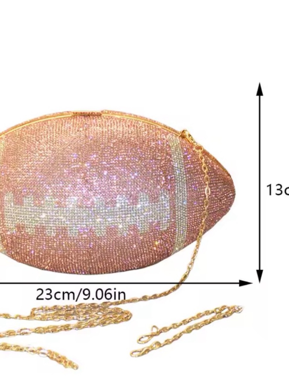 Rhinestone Football Clutch Bag in Brown - Picture 6 of 6